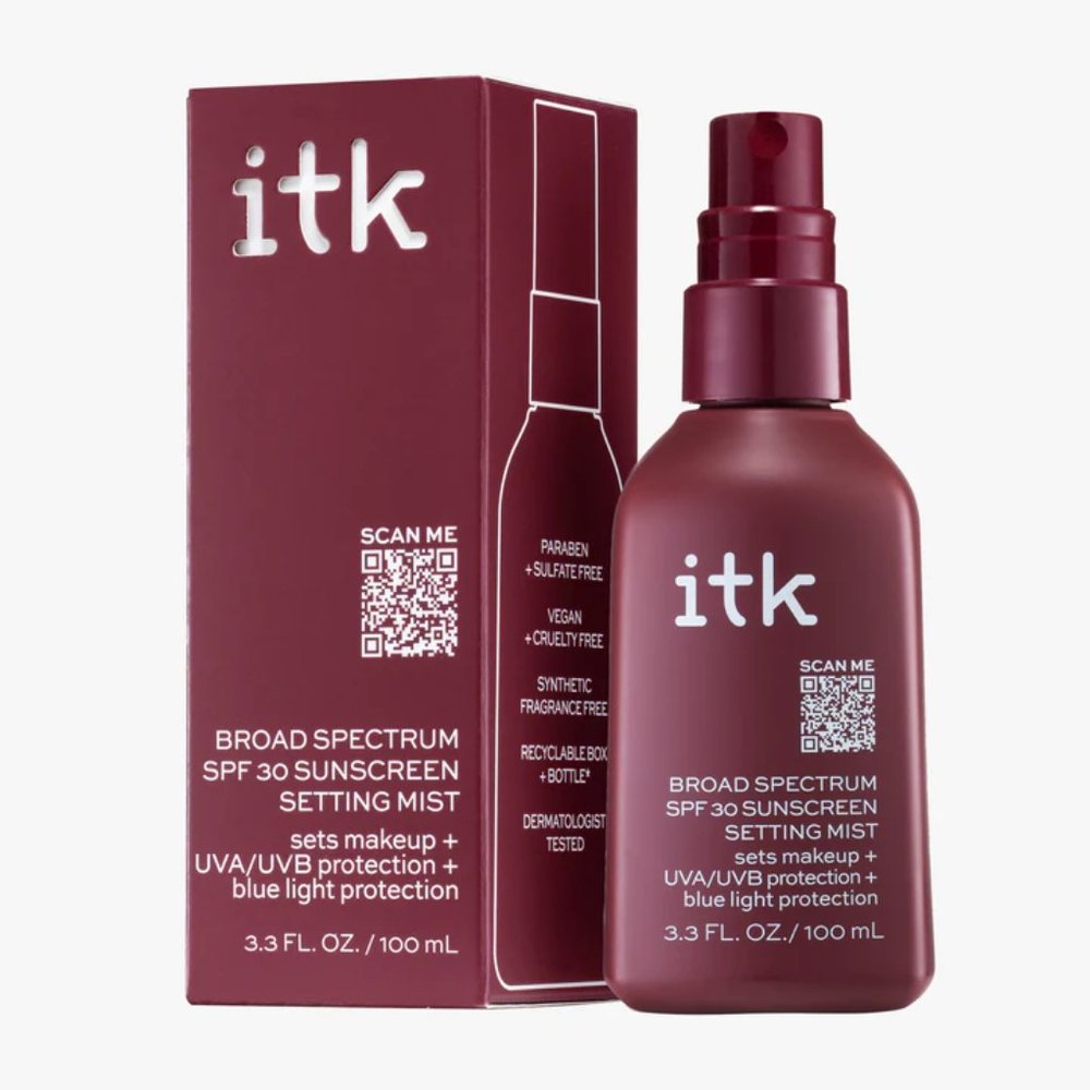 itk broad spectrum SPF30 sunscreen mist/ makeup setting